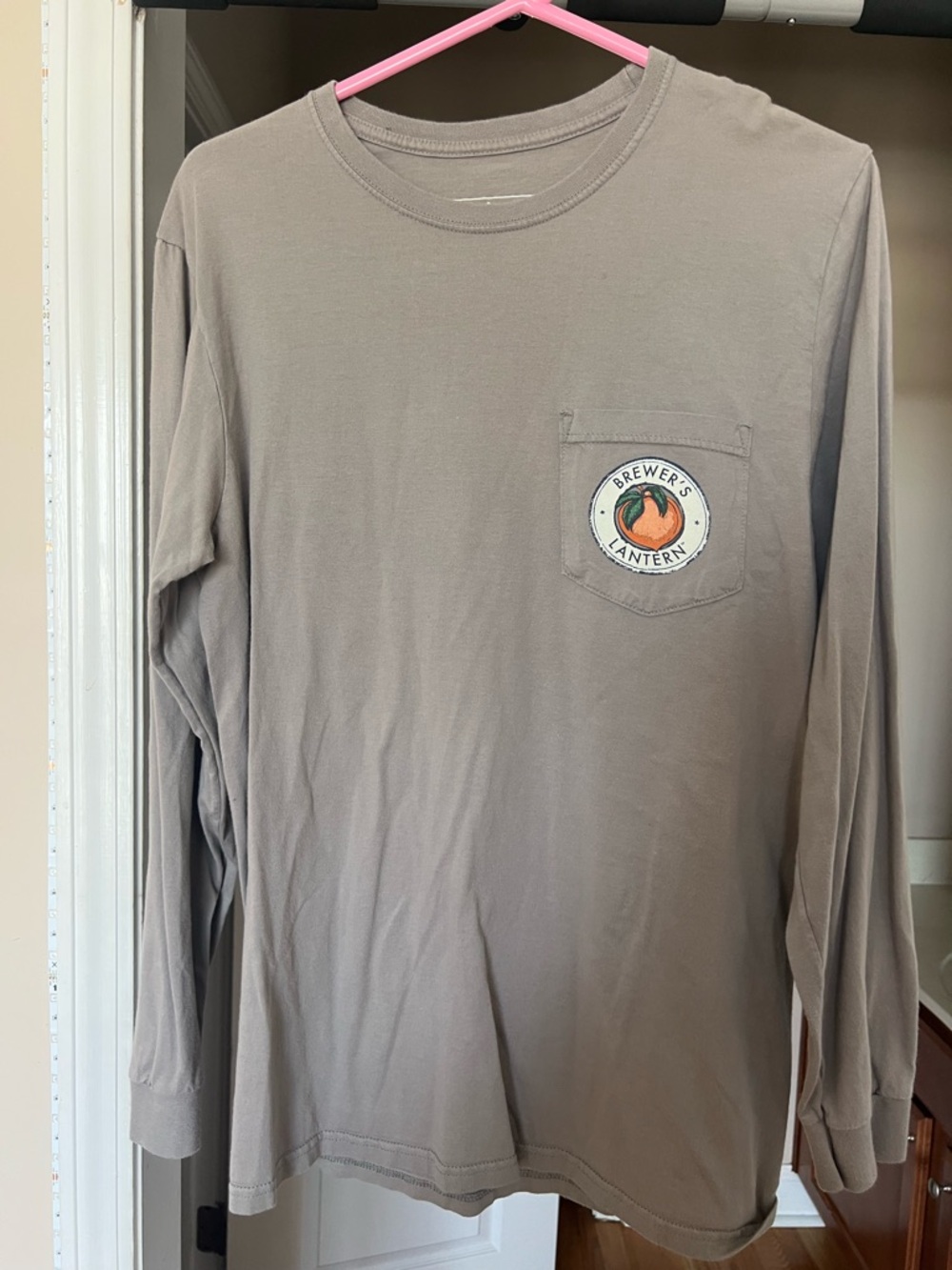 Men's Long-Sleeve Pocket Tee in Taupe